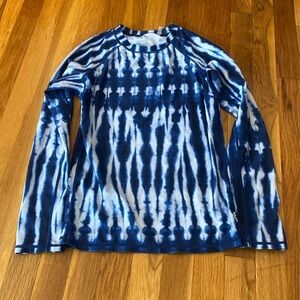 Molo Girls Blue and White Long Sleeve Tie Dye Shirt Size 13-14Y